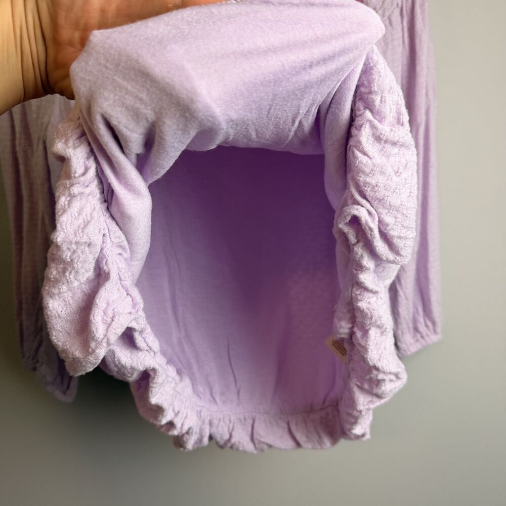 Free People Purple Embroidered Peasant Small Boho Cottagecore 3/4 Sleeve Top - Picture 5 of 14